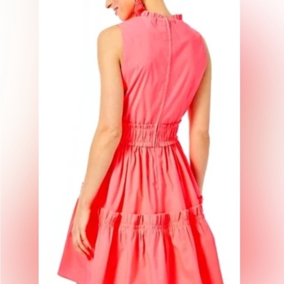 Lilly Pulitzer Elina Stretch Ruffle Dress in Coral Spritz - Picture 3 of 5